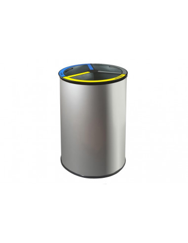 Papelera de reciclaje circular con tapa y aro...