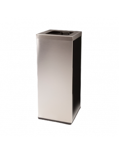 Papelera de pasillos inox con tapa superior y sujeta-bolsas