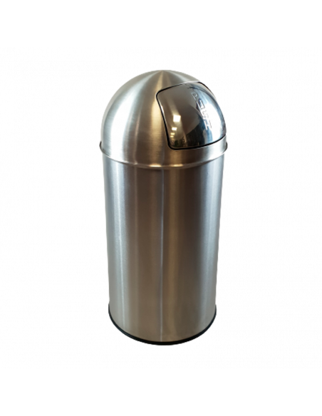 Papelera redonda con cabezal "push" de 40L inox satin