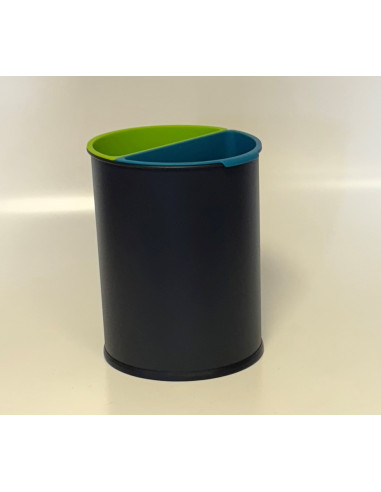 Papelera de habitación metálica negra con dos...